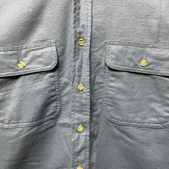 vintage 90s 2000s casual blue button up collared long sleeve flannel w/ pockets - Picture 2 of 8